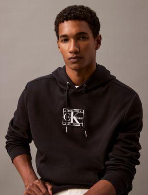 Monogram Applique Logo Fleece Hoodie by CALVIN KLEIN