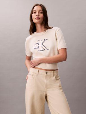 Monogram Cropped Sweater by CALVIN KLEIN