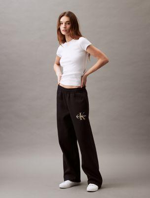 Monogram Logo Fleece Wide Leg Sweatpants by CALVIN KLEIN