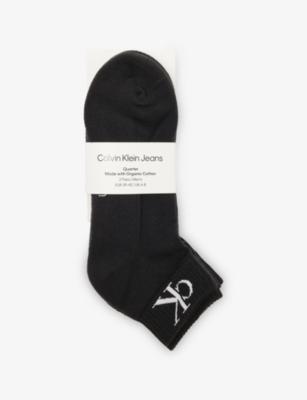 Monogram Stretch-Cotton Quarter Socks Pack of Two by CALVIN KLEIN