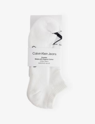 Monogram Stretch-Cotton Trainer Socks Pack of Two by CALVIN KLEIN
