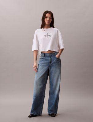 Monologo Cropped Boxy T-Shirt by CALVIN KLEIN