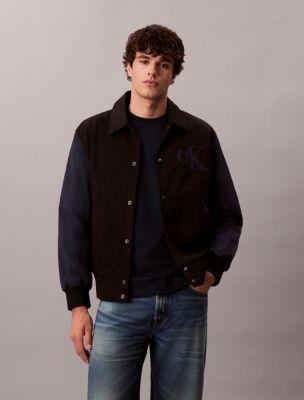 Nylon Cotton Varsity Bomber Jacket by CALVIN KLEIN