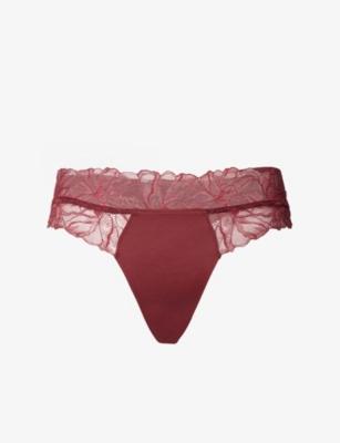 Perfectly Fit Lace Stretch-Woven Thong by CALVIN KLEIN