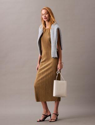 Plisse Sleeveless Midi Dress by CALVIN KLEIN