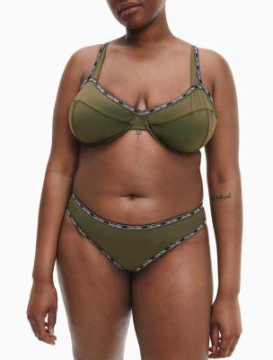 Plus Size Logo Tape High Leg Bikini Bottom by CALVIN KLEIN