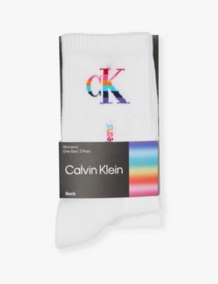 Pride mid-calf pack of two stretch cotton-blend knitted socks by CALVIN KLEIN