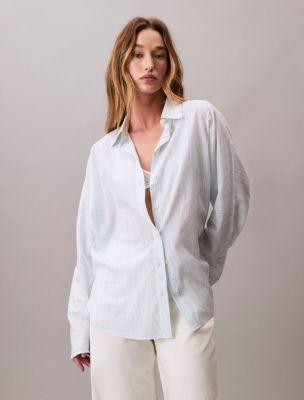 Print Dolman Sleeve Button-Down Shirt by CALVIN KLEIN