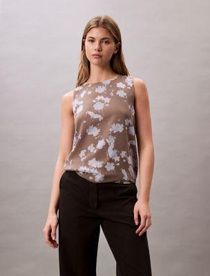 Printed Chiffon Sleeveless Shell Top by CALVIN KLEIN