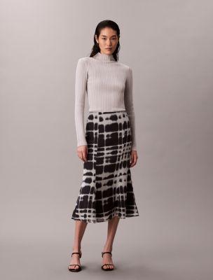 Printed Flared Midi Skirt by CALVIN KLEIN