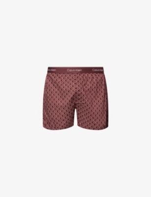 Printed Mid-Rise Cotton-Poplin Pyjama Shorts by CALVIN KLEIN