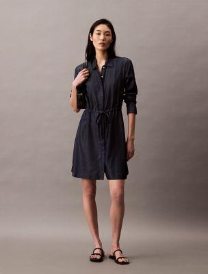 Relaxed Denim Mini Shirt Dress by CALVIN KLEIN