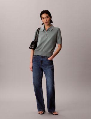 Relaxed Knit Polo Sweater by CALVIN KLEIN