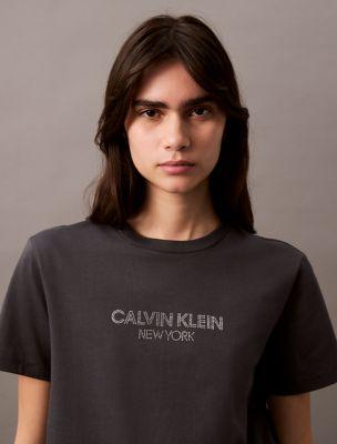 Rhinestone Logo Graphic Classic T-Shirt by CALVIN KLEIN