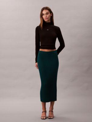 Rib Cotton Midi Skirt by CALVIN KLEIN