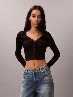 Rib Cropped Cardigan by CALVIN KLEIN