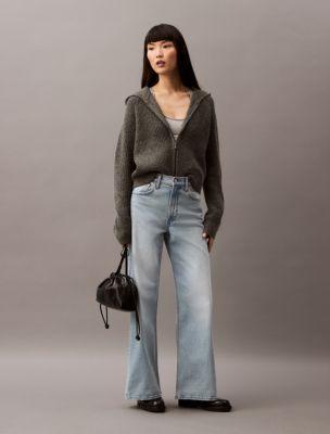 Ribbed Knit Sweater Hoodie by CALVIN KLEIN