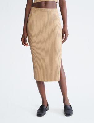 Ribbed Open Hem Skirt by CALVIN KLEIN