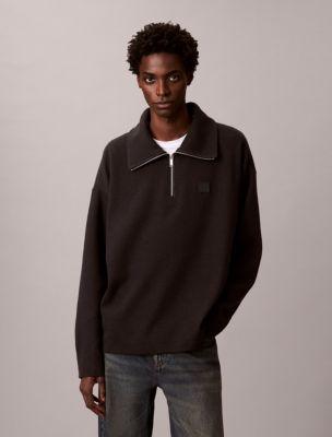 Ribbed Relaxed Quarter Zip Sweatshirt by CALVIN KLEIN
