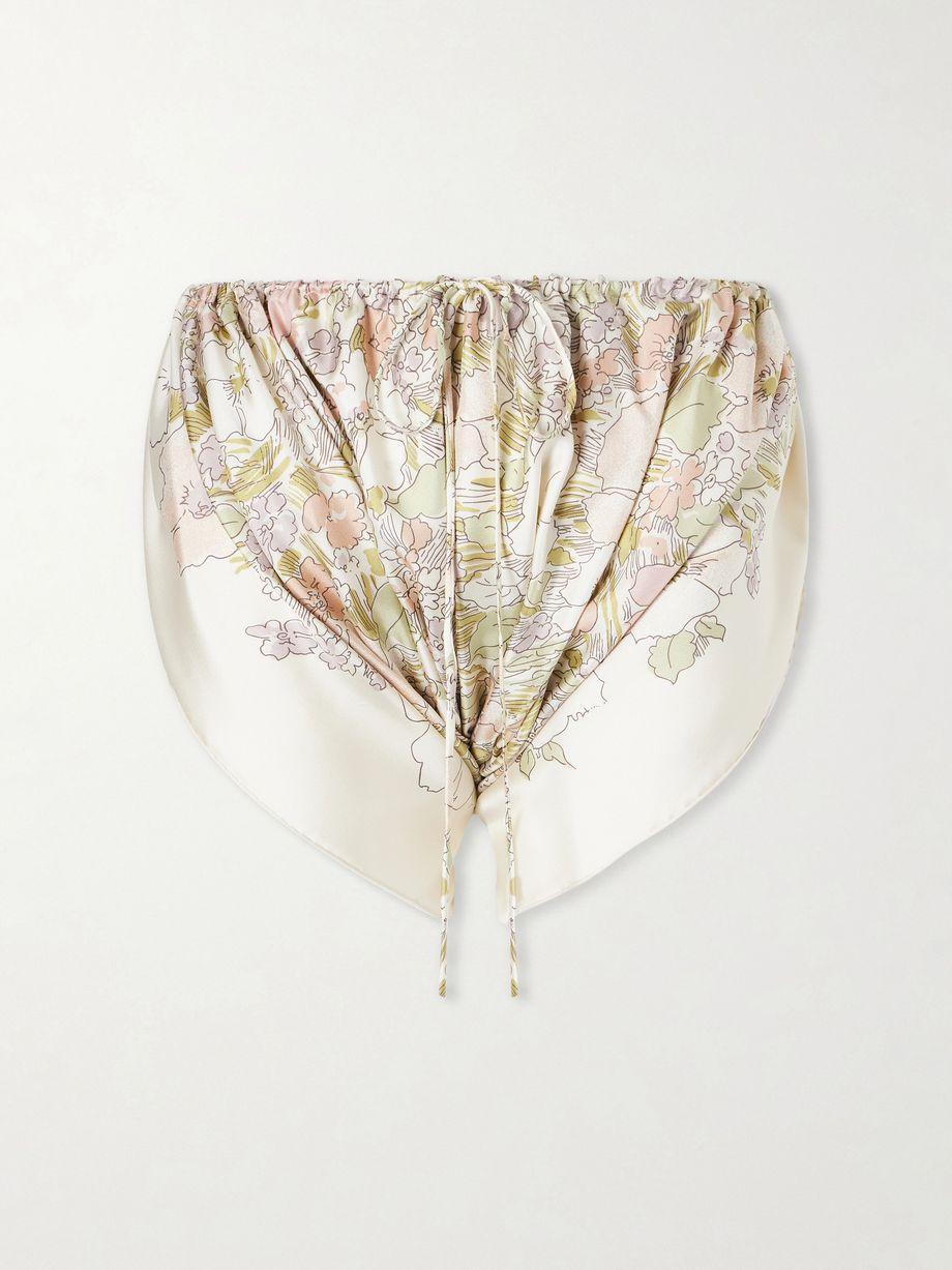 Ruched floral-print silk mini shorts by CALVIN KLEIN