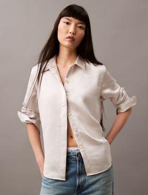 Satin Classic Button-Down Shirt by CALVIN KLEIN