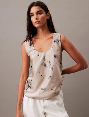 Satin Floral Print Tank Top by CALVIN KLEIN