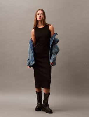 Sculpt Midi Denim Dress by CALVIN KLEIN
