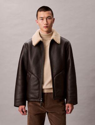 Shearling Leather Jacket by CALVIN KLEIN