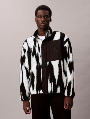 Sherpa Printed Relaxed Mock Neck Jacket by CALVIN KLEIN