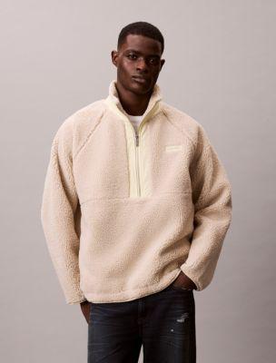 Sherpa Roll Neck Quarter Zip Sweatshirt by CALVIN KLEIN