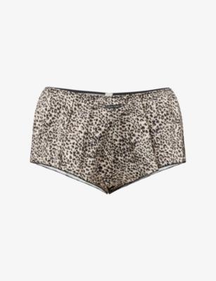 Signature Leopard-Print Satin Boy Shorts by CALVIN KLEIN