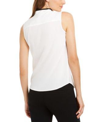 Sleeveless Ruffle Front Blouse, Regular and Petite Sizes by CALVIN KLEIN