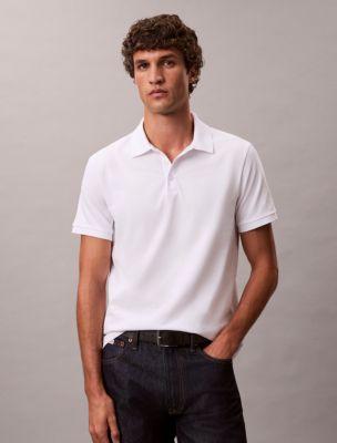 Smooth Cotton Blend Monogram Polo Shirt by CALVIN KLEIN