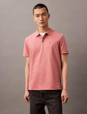 Smooth Cotton Blend Monogram Polo Shirt by CALVIN KLEIN