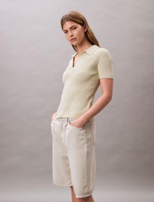 Smooth Cotton Rib Sweater Polo Shirt by CALVIN KLEIN