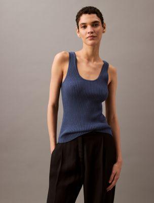 Smooth Cotton Rib Sweater Tank Top by CALVIN KLEIN