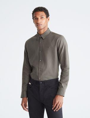 Solid Flannel Classic Button-Down Shirt by CALVIN KLEIN