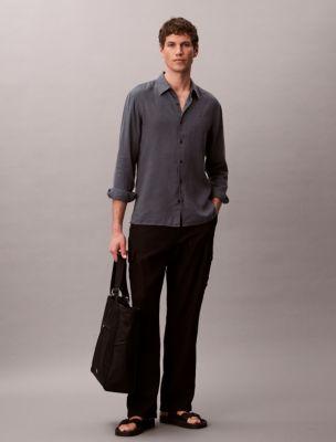 Solid Linen Blend Classic Shirt by CALVIN KLEIN