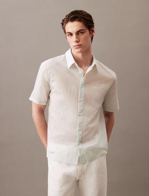Solid Nylon Button-Down Shirt by CALVIN KLEIN