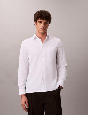 Solid Seersucker Classic Shirt by CALVIN KLEIN