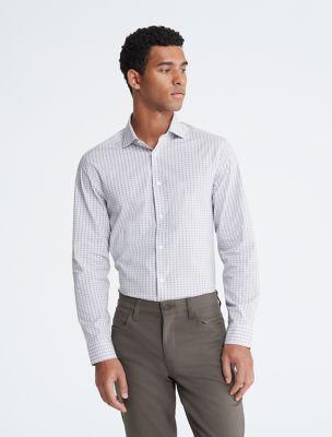 Steel Slim Fit Micro Plaid Button-Down Shirt by CALVIN KLEIN