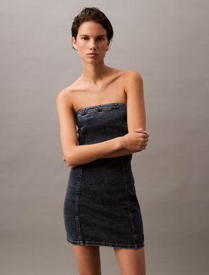 Strapless Denim Mini Dress by CALVIN KLEIN