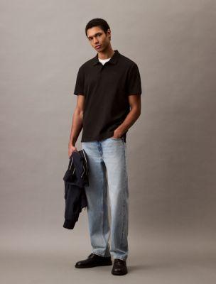 Stretch Fine Rib Polo Shirt by CALVIN KLEIN