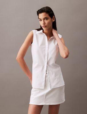 Stretch Poplin Cutout Top by CALVIN KLEIN