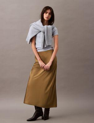 Stretch Satin Midi Skirt by CALVIN KLEIN