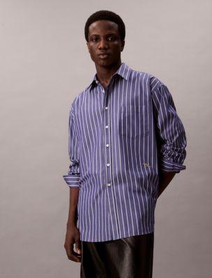 Stripe Cotton Poplin Button-Down Shirt by CALVIN KLEIN