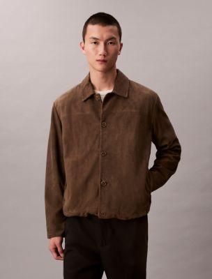 Suede Button-Down Bomber Jacket by CALVIN KLEIN