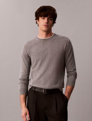 Supima Cotton Double Collar Crewneck Sweater by CALVIN KLEIN