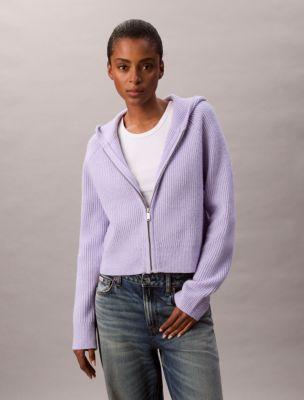 Sweater Rib Zip Hoodie by CALVIN KLEIN
