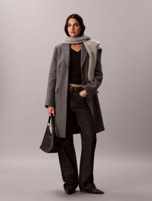 Tailored Single Breasted Wool Blend Coat by CALVIN KLEIN